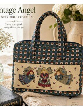 Vintage Angel Tapestry Bible Cover Bag, Mother’s Day Christian Gift for Mom